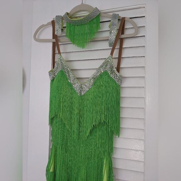 Stunning Green Competition Latin Dance Dress - Picture 10 of 12